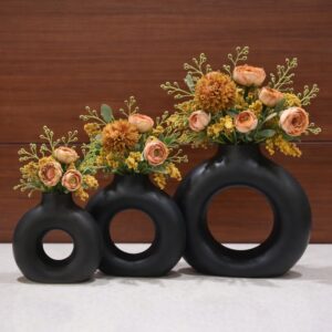Modern Ring Ceramic Vase Set