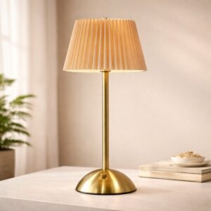 Pleated Minimalist Gold Table Lamp